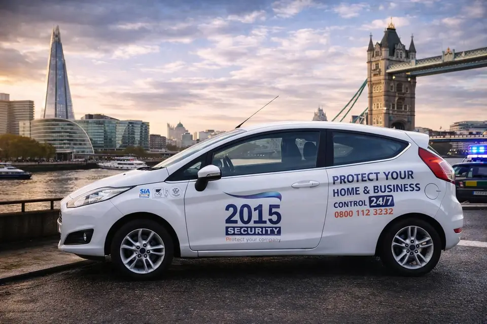 2015 Security liveried patrol vehicle by the Thames with Tower Bridge behind